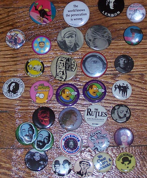 rock music button collection